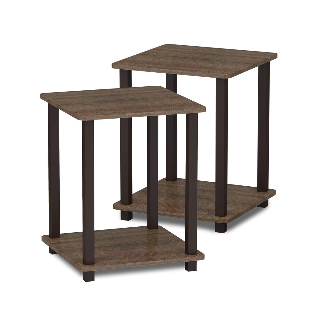 Set of 2 End Table Walnut Brown O908090