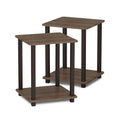 Set of 2 End Table Walnut Brown O908090