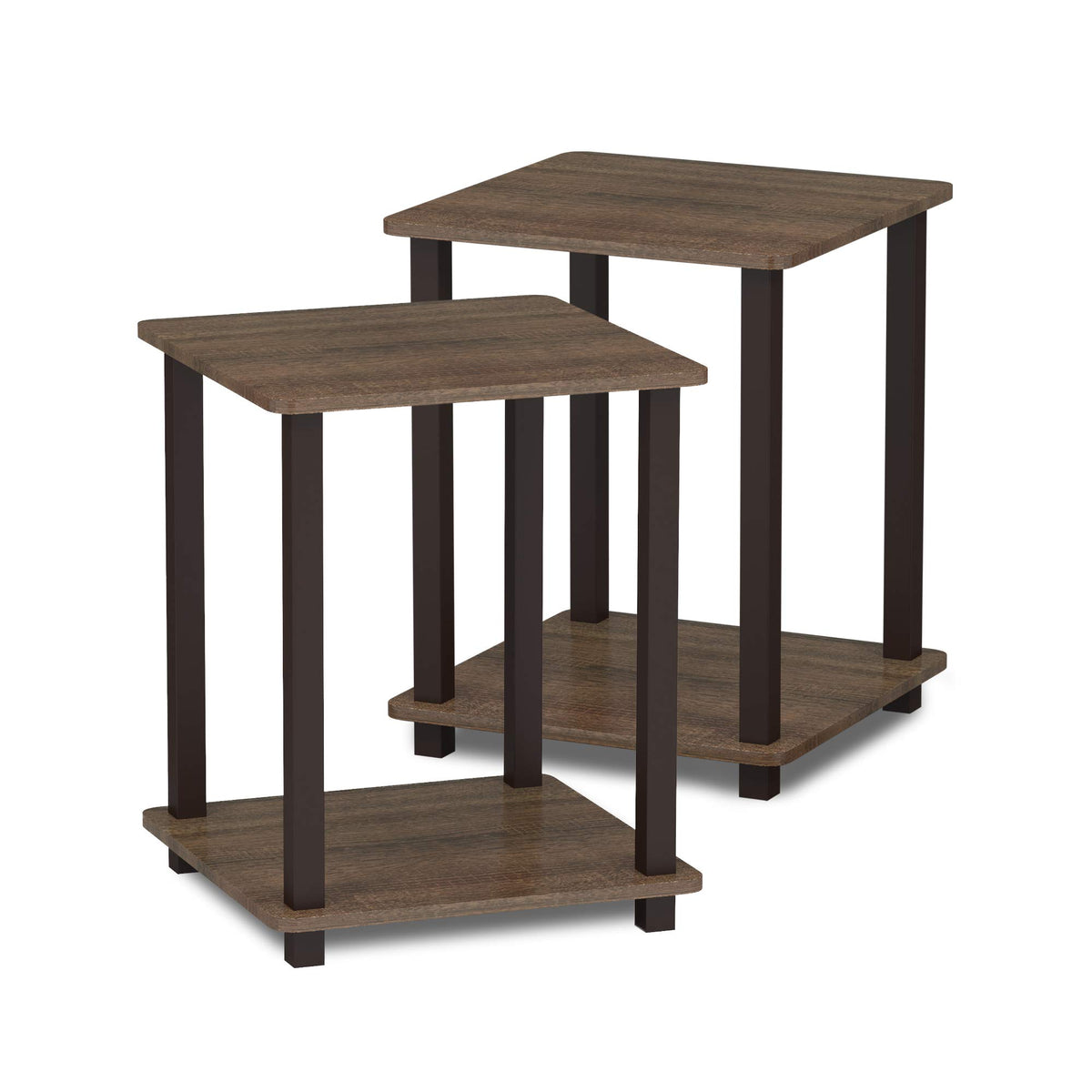 Set of 2 End Table Walnut Brown O908090
