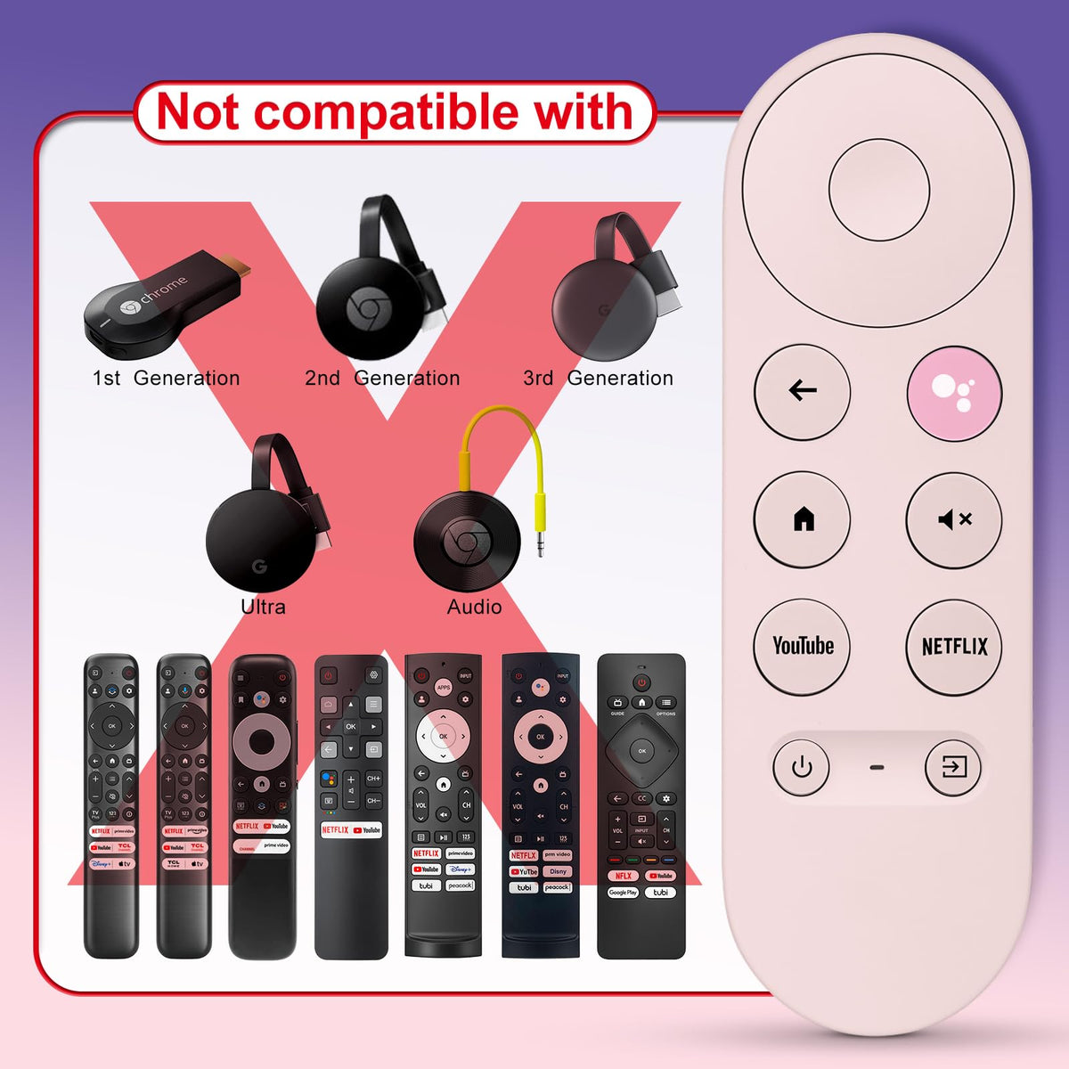Pink Voice Replacement Remote Control Y771560