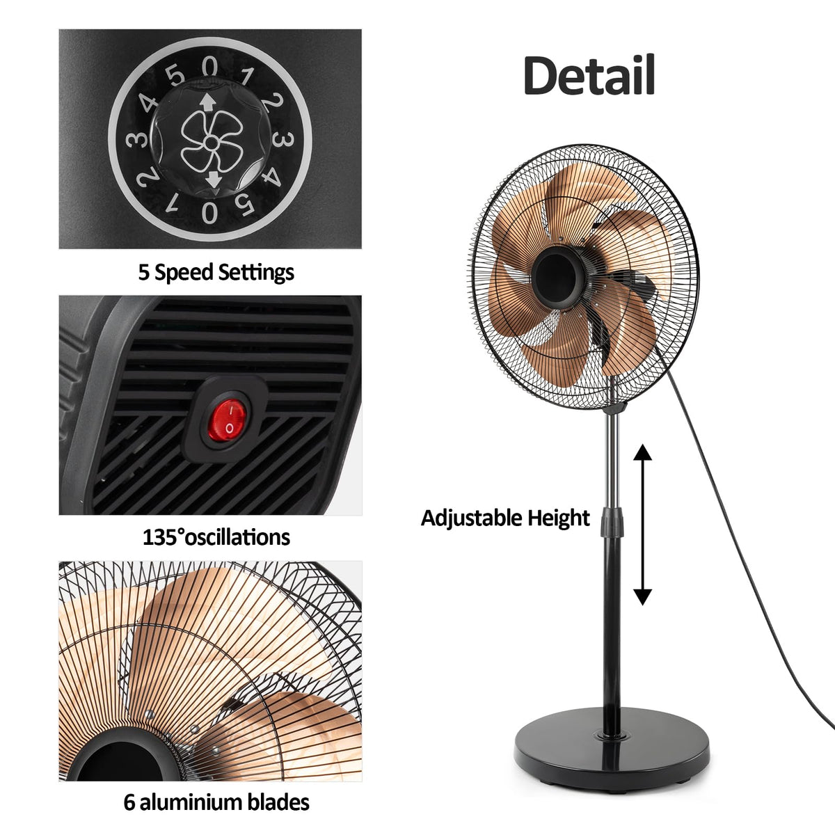 18 Inch Oscillating High Velocity Pedestal Fan J13418