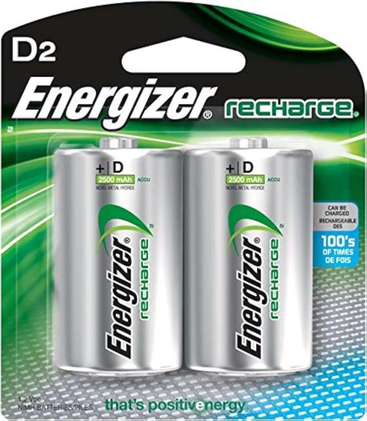 Rechargeable D Batteries 2-Count Pack of 3 H228