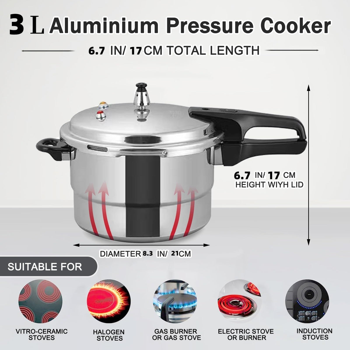 Non-Stick Aluminum Pressure Cooker with Steamed Layer H407