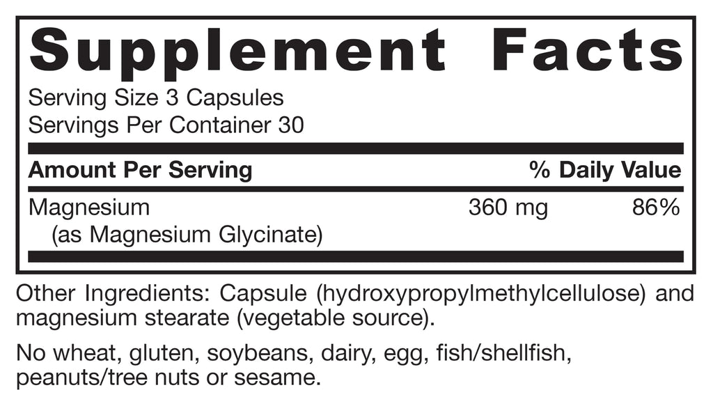 Magnesium Glycinate 90 Capsules K73319