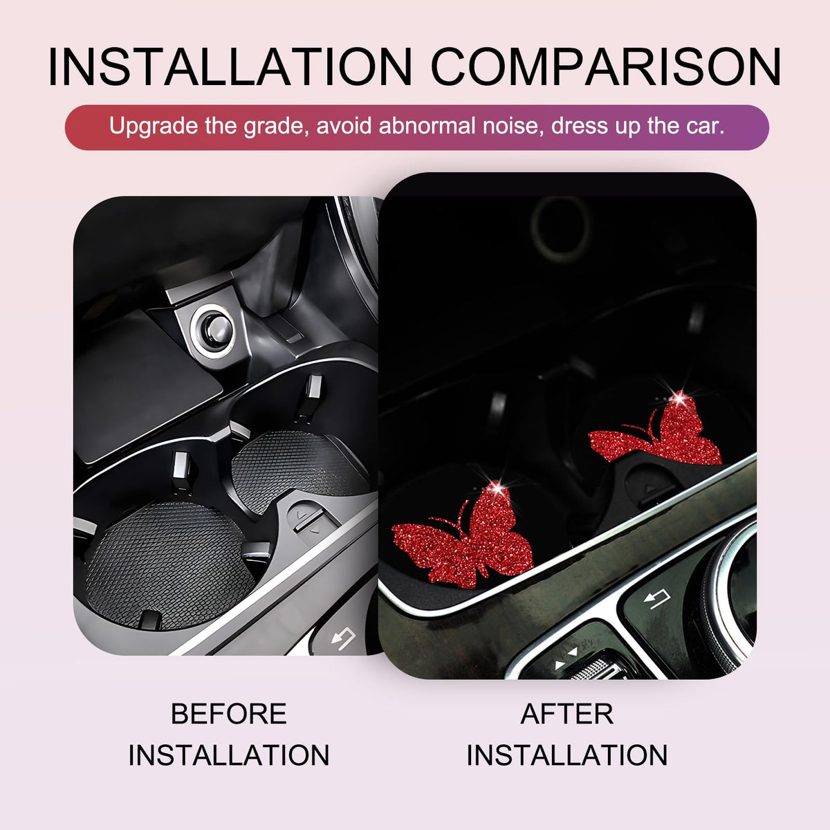 2 PCS Bling Rhinestone Non-Slip Car Coaster L56289