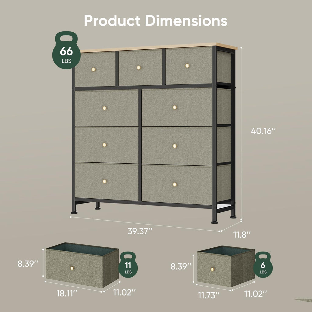 Fabric 9 Drawers Dresser M63534