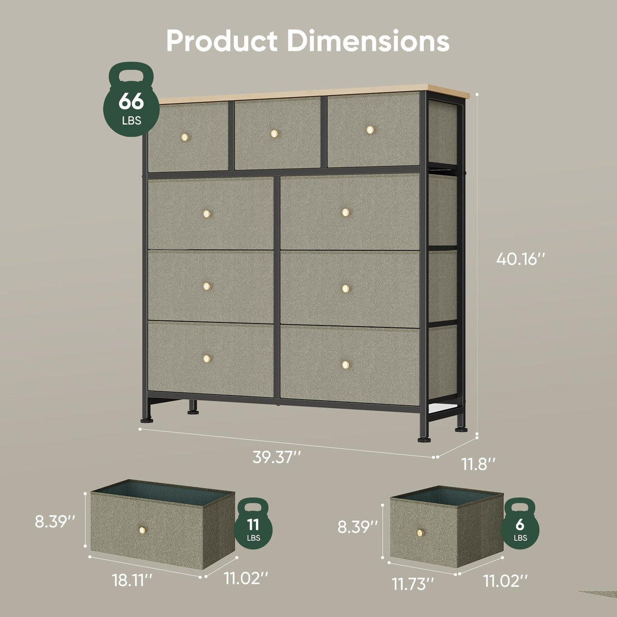 Fabric 9 Drawers Dresser M63534