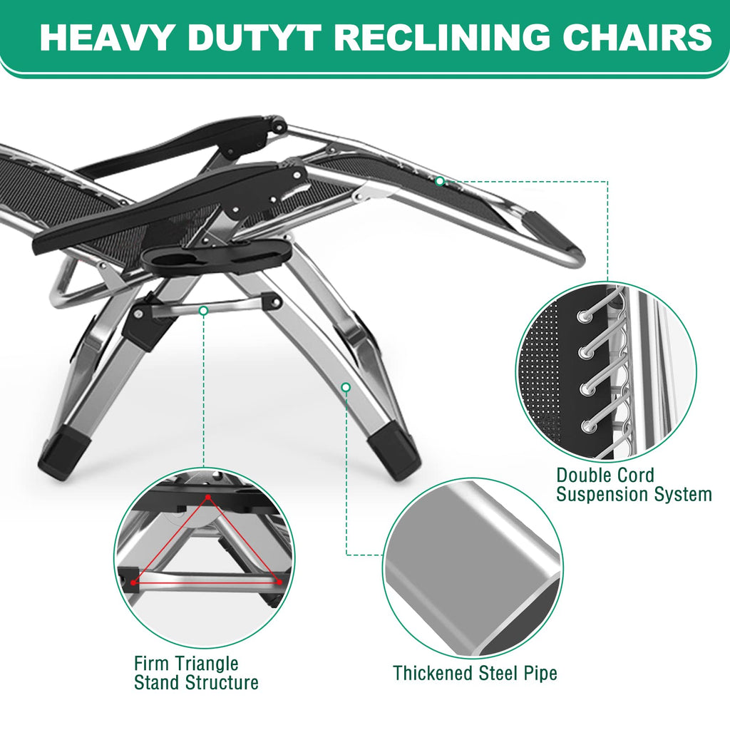 Zero Gravity Folding Lounge Chair with Cushion and Cup Holder C885939