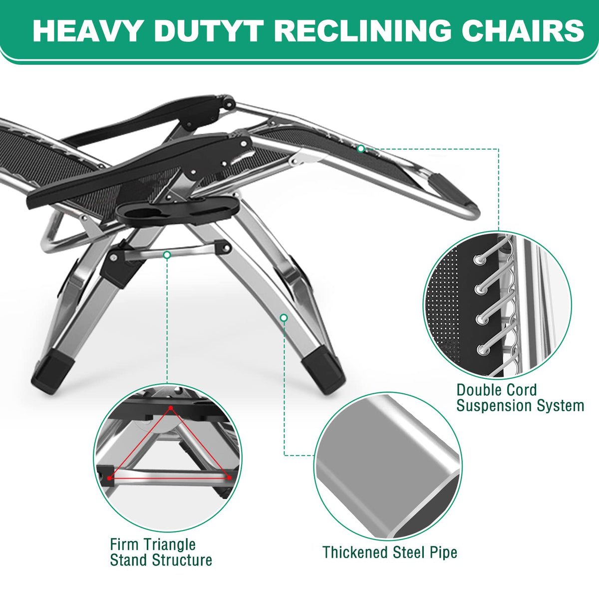 Zero Gravity Folding Lounge Chair with Cushion and Cup Holder C885939