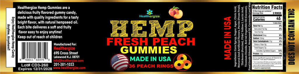 Hemp Gummies Peach Rings R825