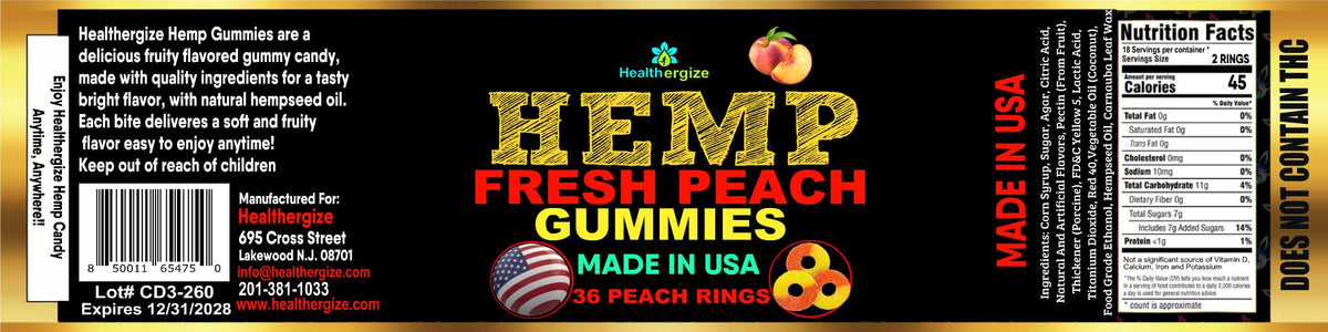 Hemp Gummies Peach Rings R825