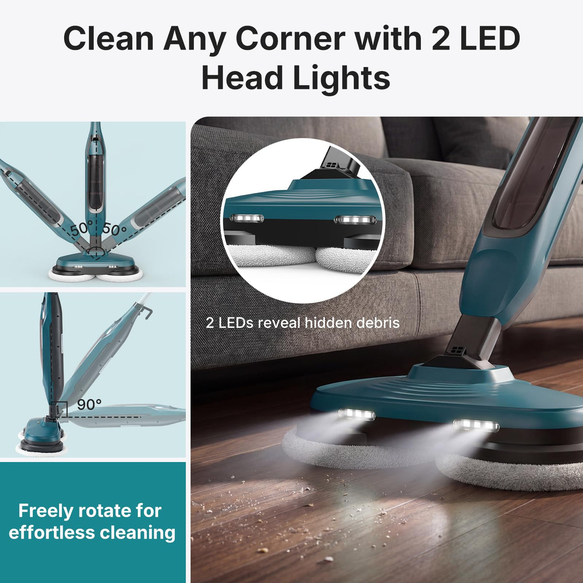 Steam Mop with Rotating Pads, 4 Cleaning Modes A3053