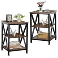 Square End Tables Set of 2 Rustic Brown V6745