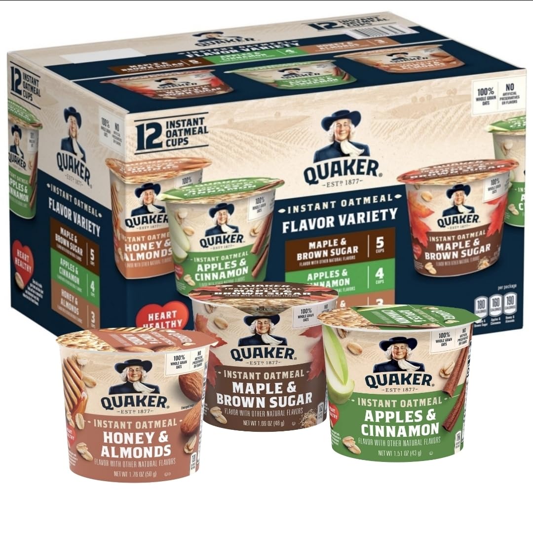 Instant Oatmeal Cups Variety Pack 12 Count Whole Grain H19617