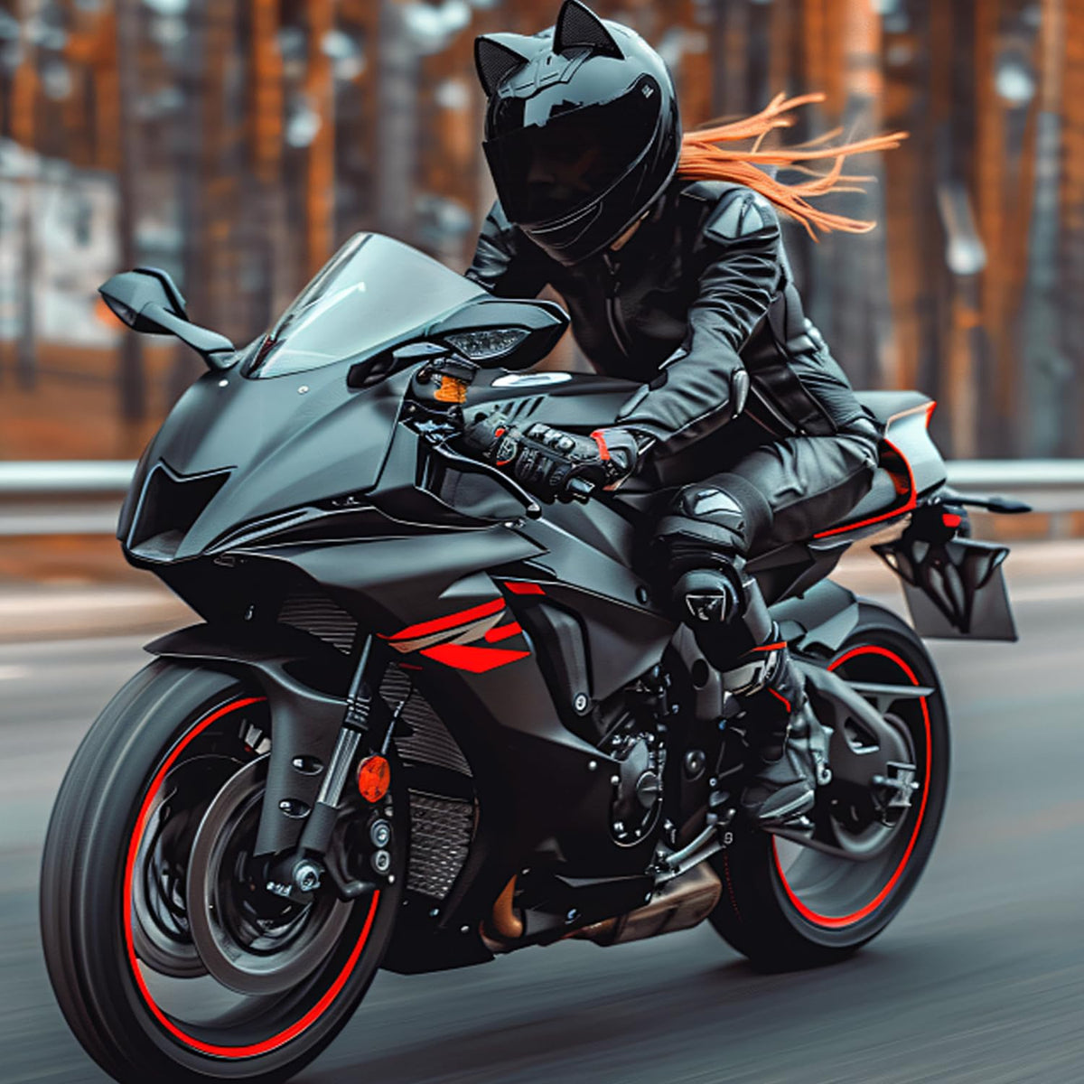 Bluetooth Motorcycle Cat Ear Full Face Helmet DOT Approved Z828