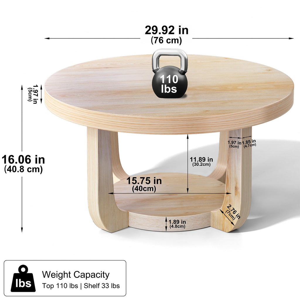 Round 2-Tier Coffee Table with Storage M2886