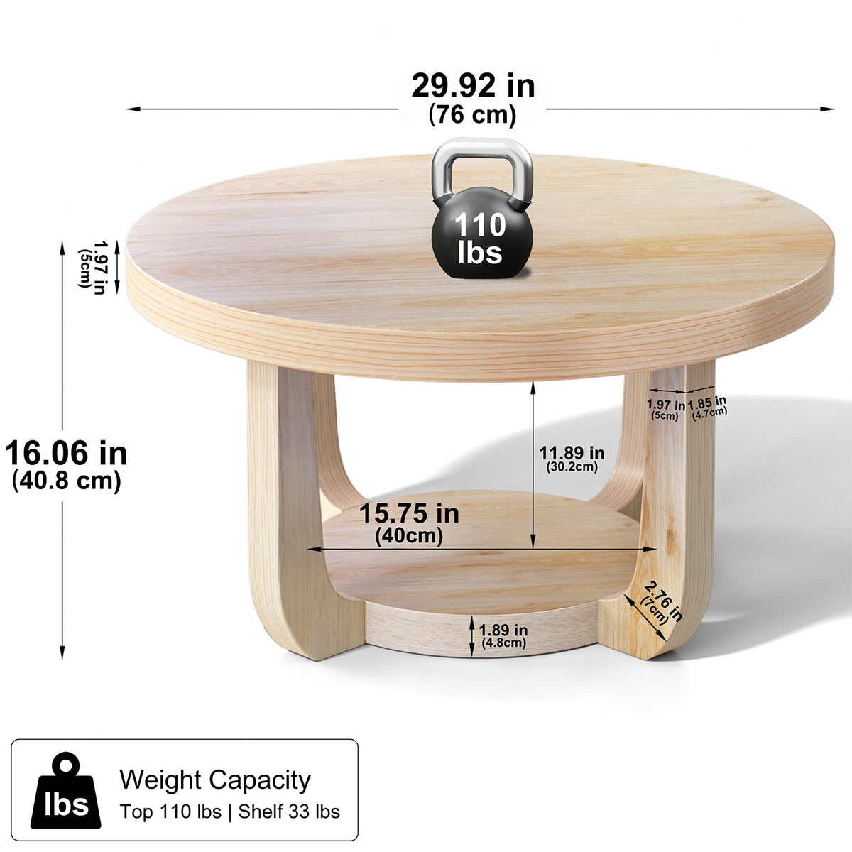 Round 2-Tier Coffee Table with Storage M2886