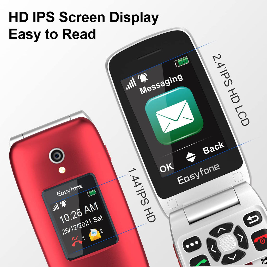 Unlocked 4G Big Button Flip Cell Phone with SOS Button & Charging Dock T43605