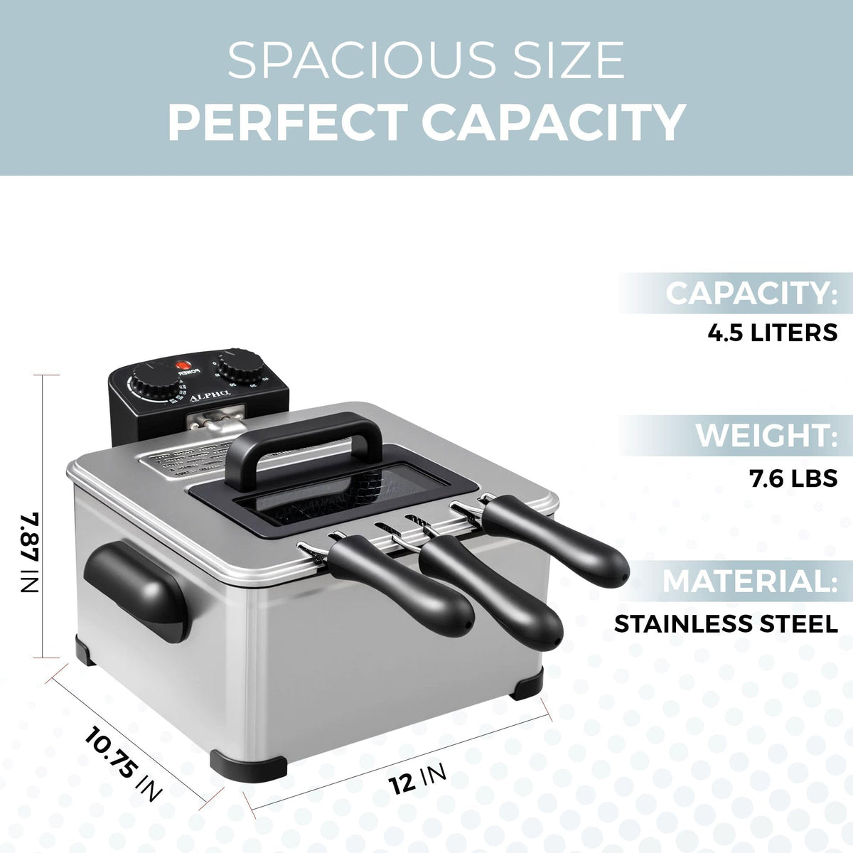 4.5L Stainless Steel Electric Deep Fryer with Basket H4211