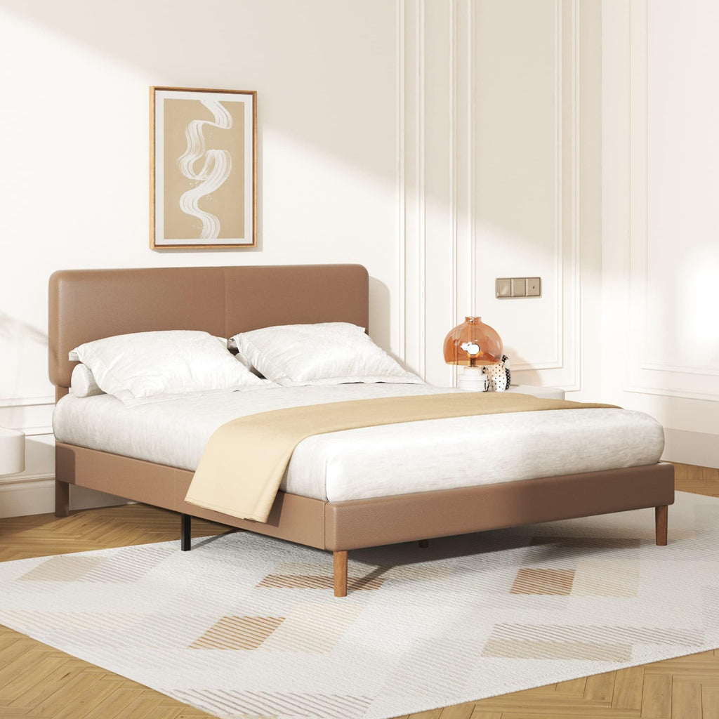 Minimalist Leather Bed Frame with Adjustable Headboard I9295