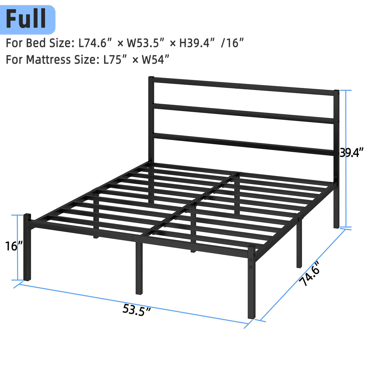 Black Full Size Bed Frame O4350