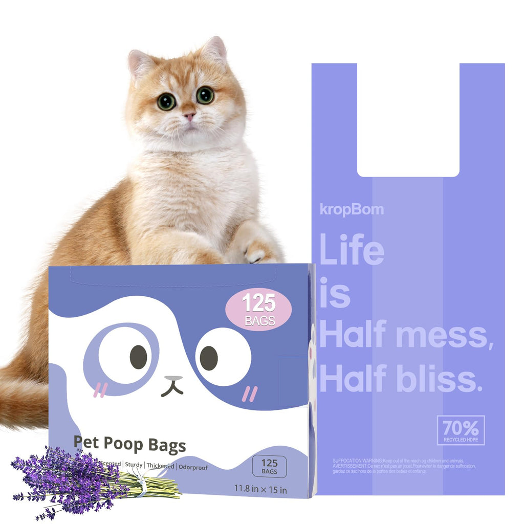 125 Count Lavender Scented Cat Litter Bags with Handles Y9525