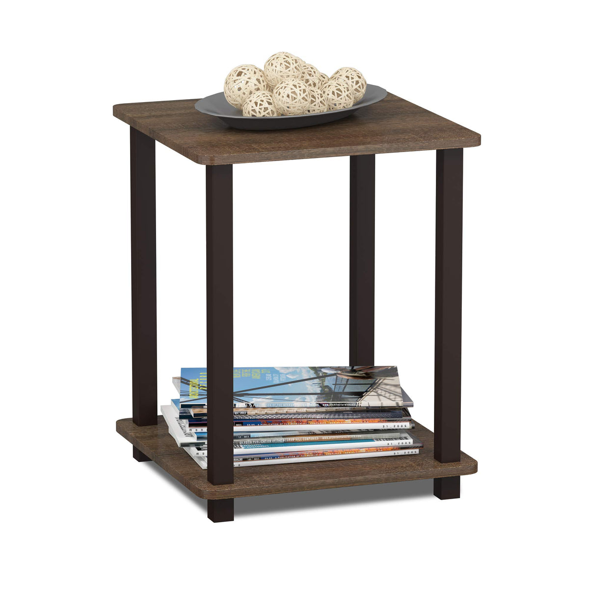 Set of 2 End Table Walnut Brown O908090