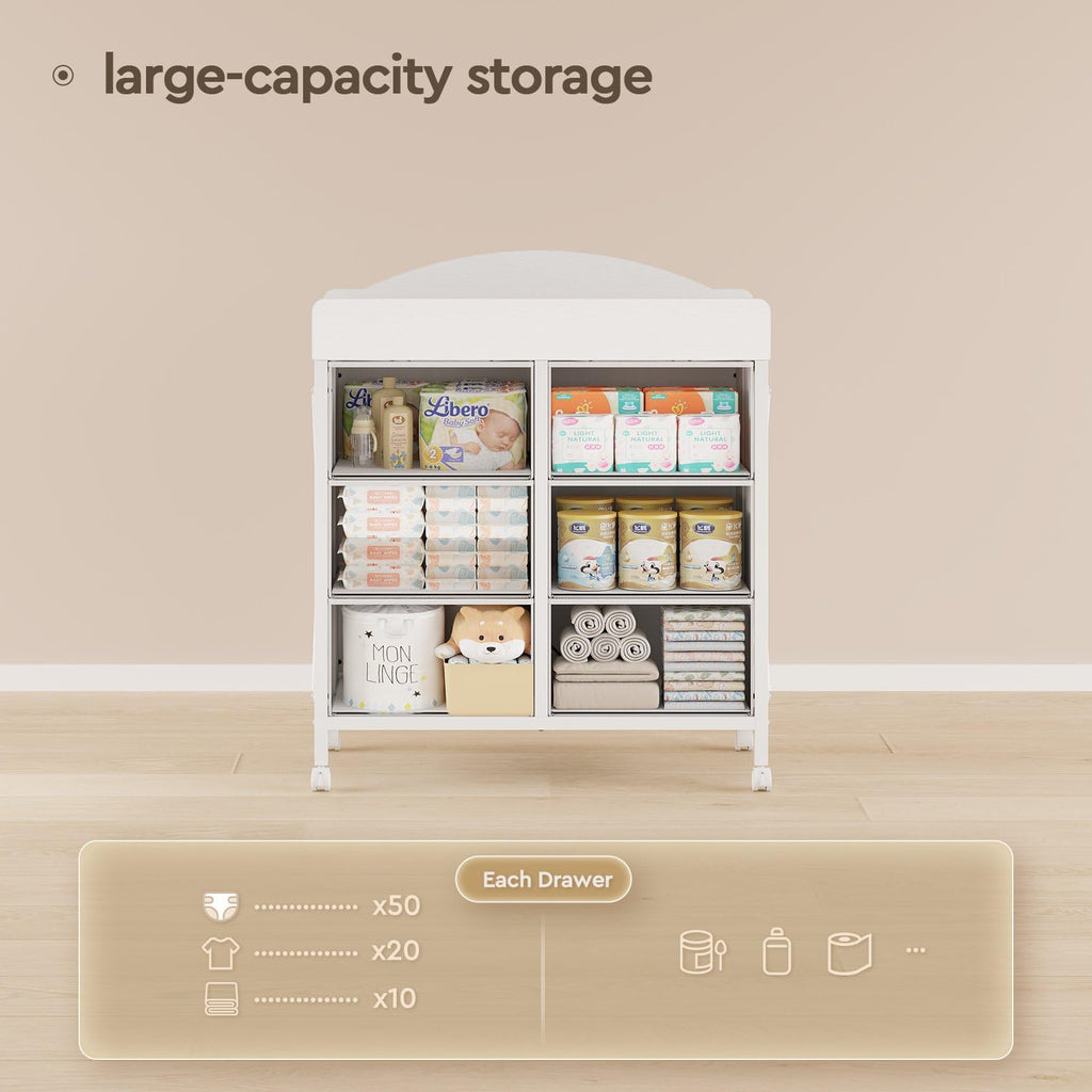 White 6 Drawer Changing Table Dresser O128688