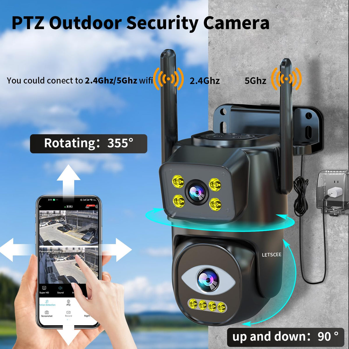 Dual Lens WiFi Security Camera Outdoor C829