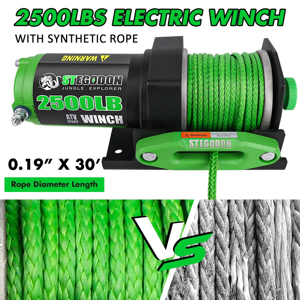 2500 lb. 12V Waterproof Synthetic Rope Electric Winch U2776
