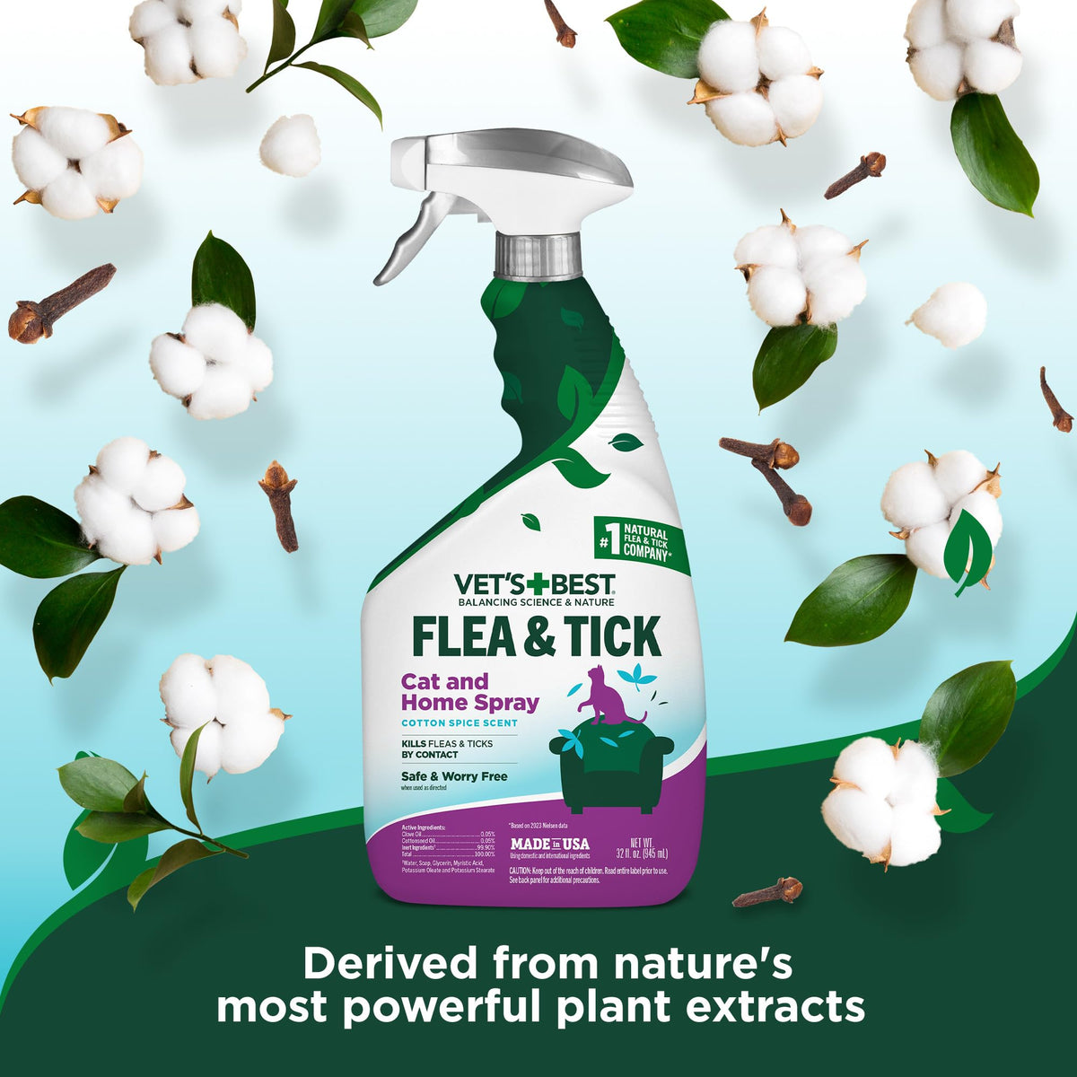 Flea & Tick Indoor Home Spray for Cats 32 oz L95760