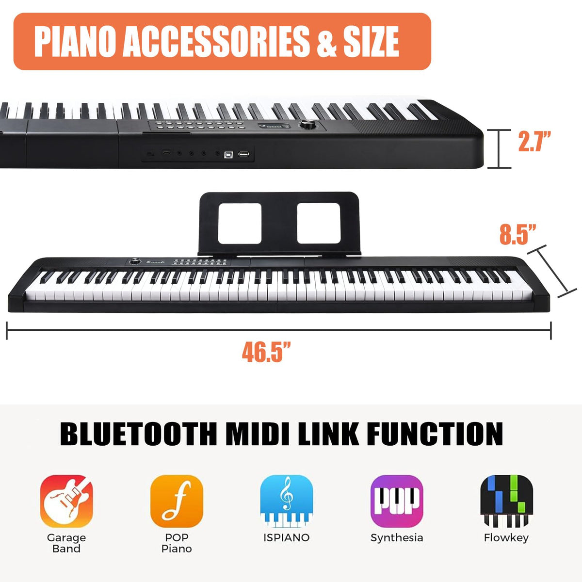 88 Key Electric Digital Piano with Semi Weighted Keys R94316