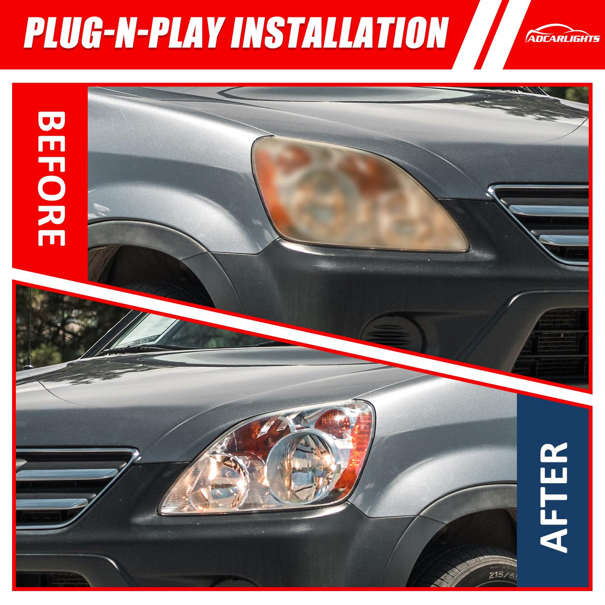 Headlight Chrome Housing Amber Reflector Replacement Pair K741018