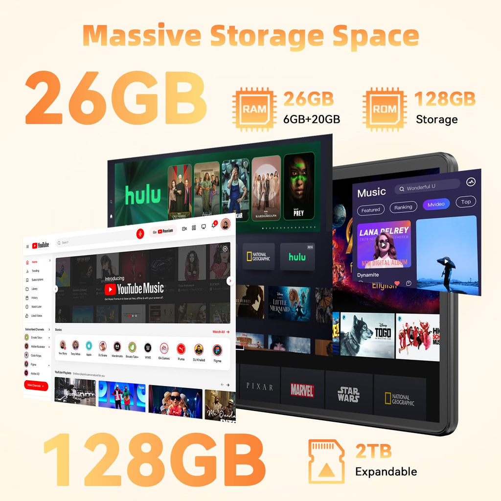 10 inch Android Tablet 26GB RAM 128GB ROM Octa-core 7000mAh Gray N79163