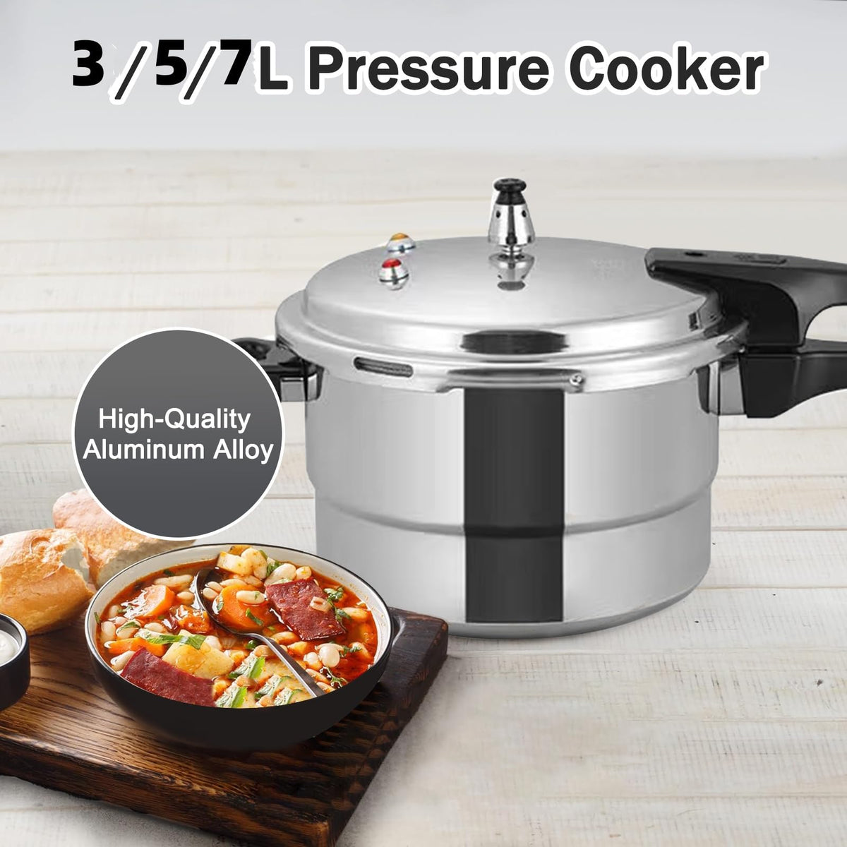 Non-Stick Aluminum Pressure Cooker with Steamed Layer H407