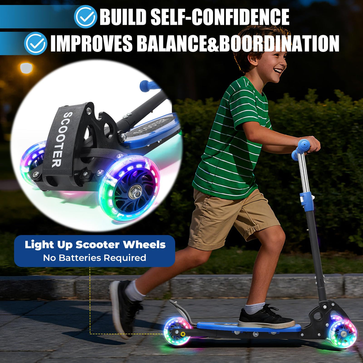 3 Wheel Kids Scooter with LED Light-Up M907