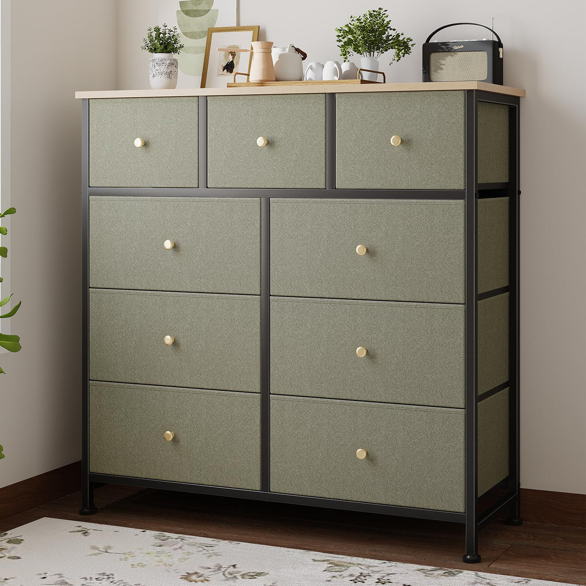 Fabric 9 Drawers Dresser M63534