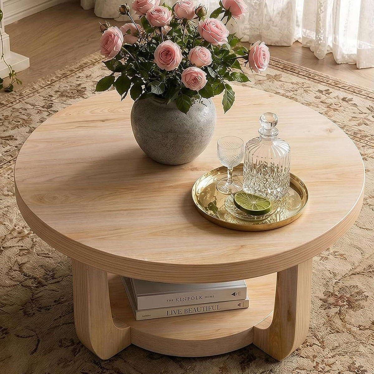 Round 2-Tier Coffee Table with Storage M2886