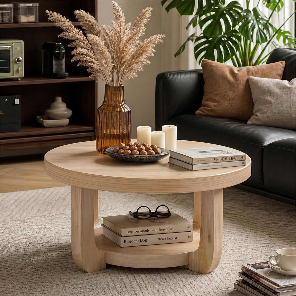 Round 2-Tier Coffee Table with Storage M2886