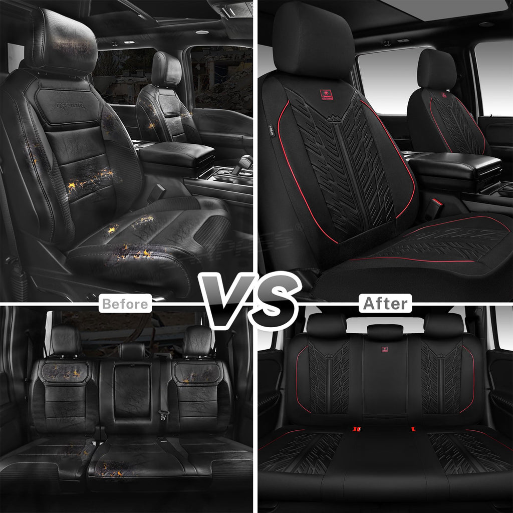 Waterproof Neoprene Car Seat Covers Full Set 5 Seats Black Red T486