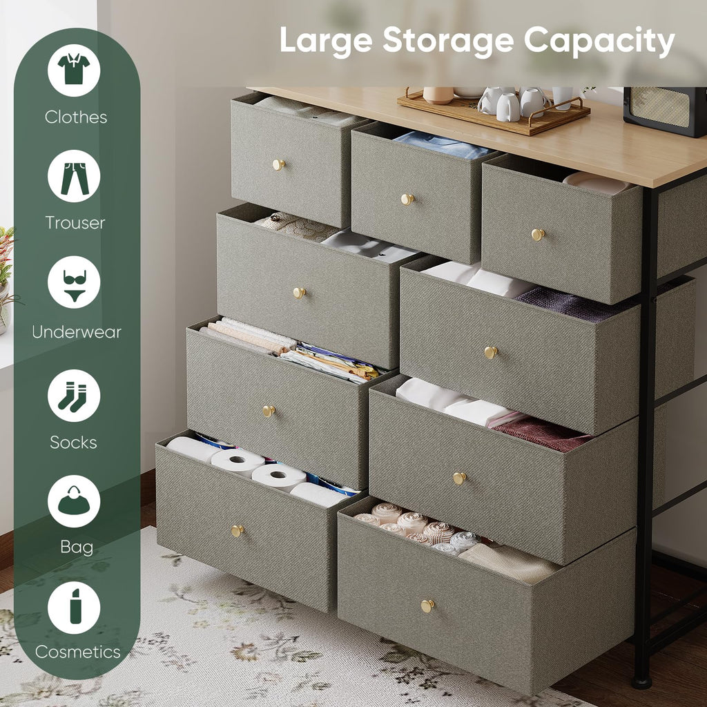 Fabric 9 Drawers Dresser M63534