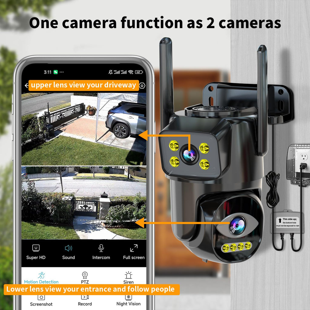 Dual Lens WiFi Security Camera Outdoor C829
