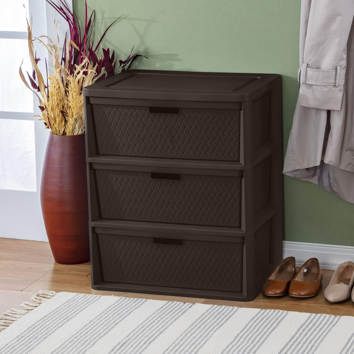 Wide 3 Drawer Plastic Storage Dresser B8528