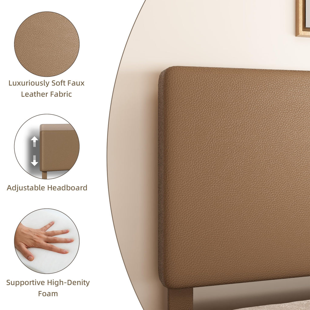 Minimalist Leather Bed Frame with Adjustable Headboard I9295