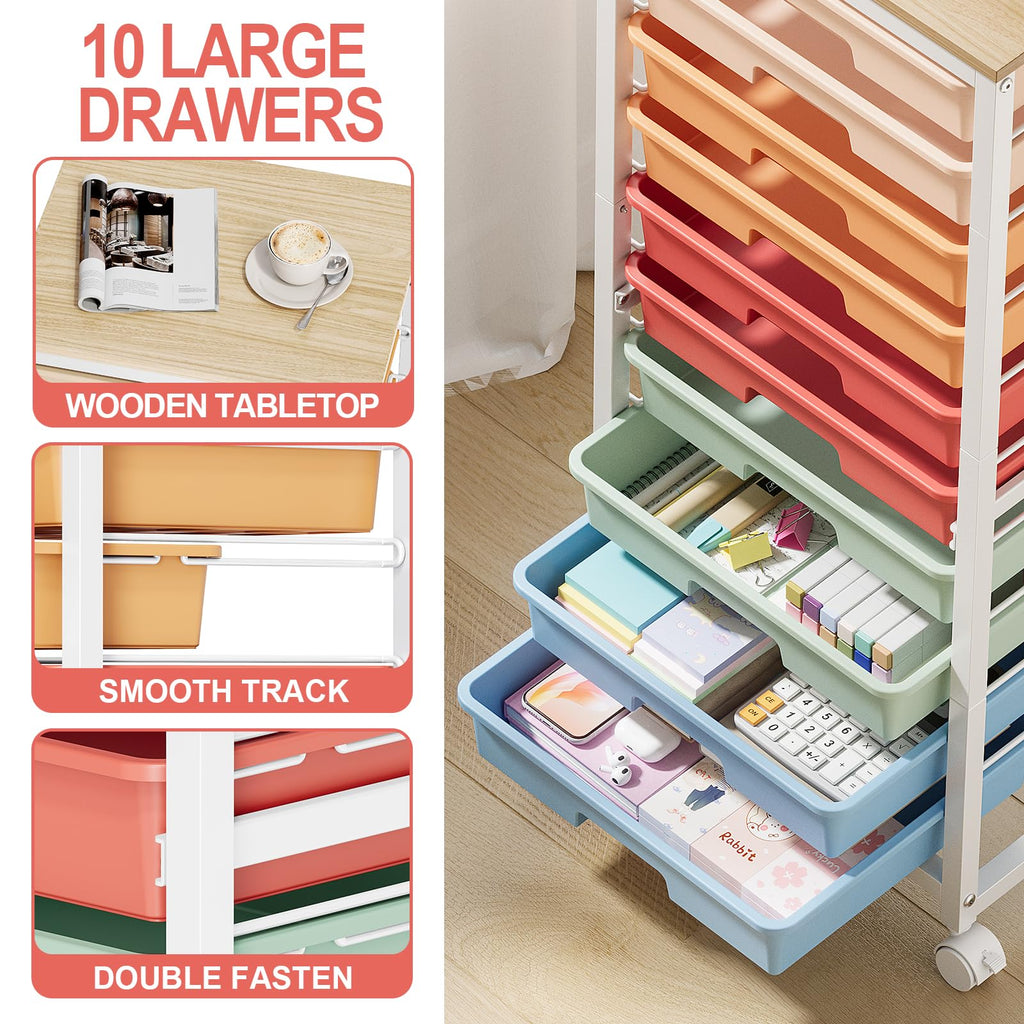 10 Drawer Rolling Cart A38062