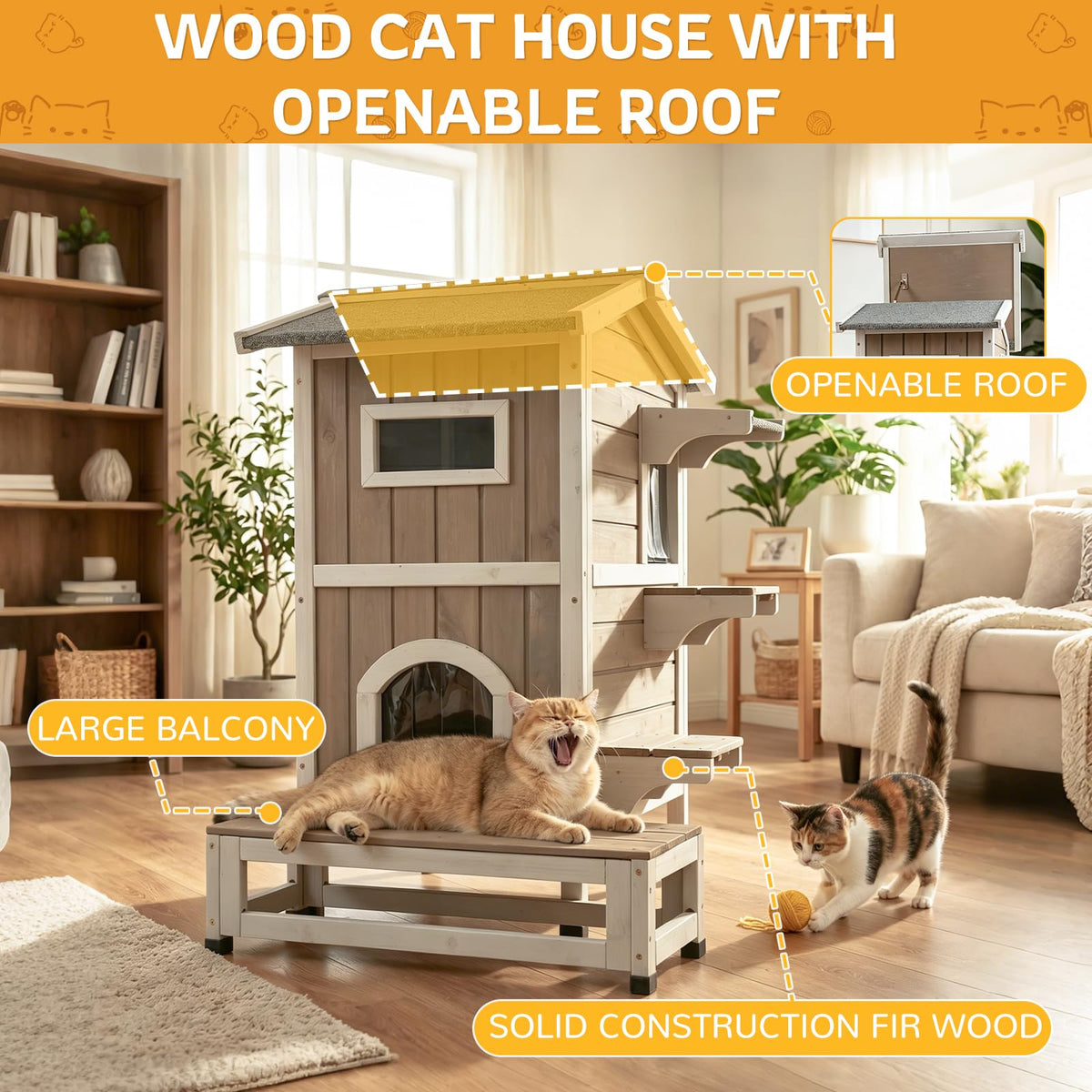 Weatherproof Wooden Outdoor Cat House Z4531
