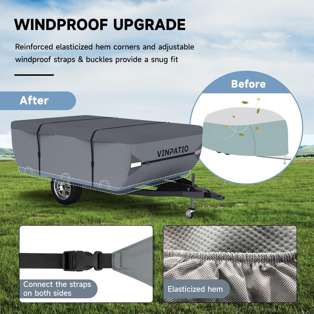 Waterproof Anti-UV Pop Up Camper Cover Fits 14'-16' Trailers A3134