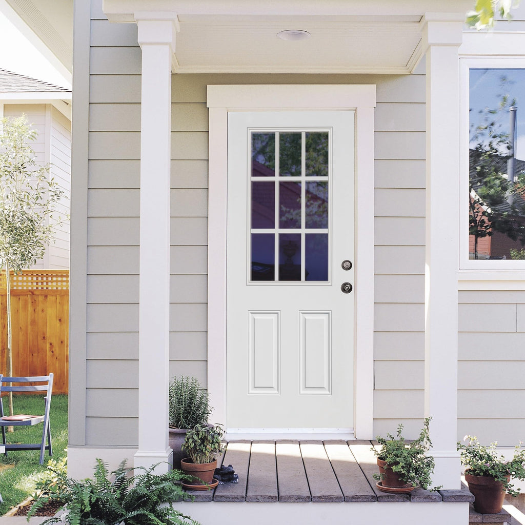 Steel Primed Left Hand In-Swing Prehung Front Door 9 Lite Clear Glass 36" x 80" D167