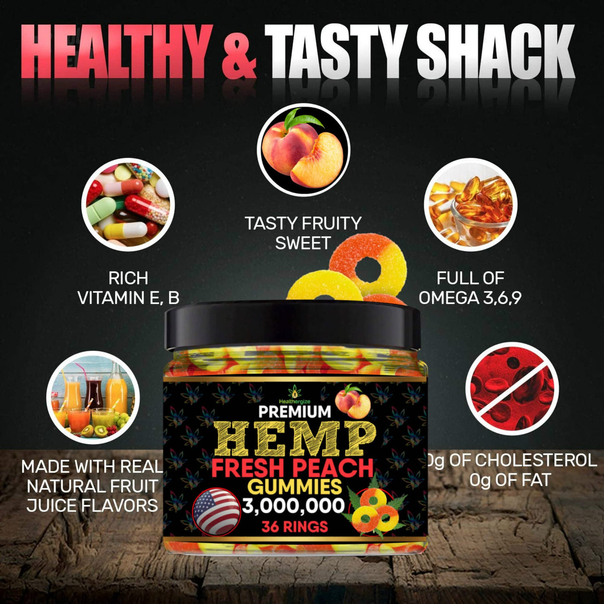 Hemp Gummies Peach Rings R825