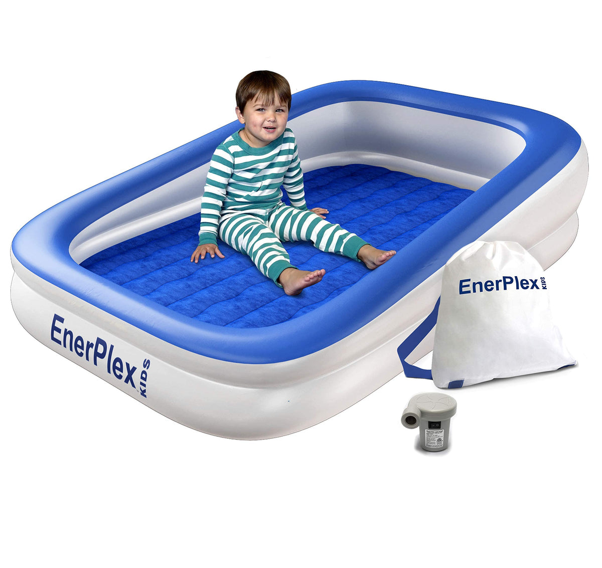 Kids Inflatable Travel Bed with High Speed Pump, Blue K1540